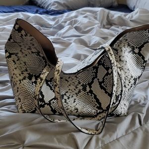 Vegan leather snake print tote